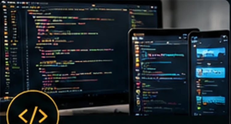 Development workspace with code editor and application interfaces
